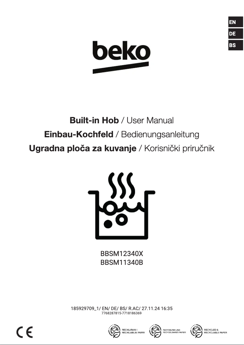 Page 1 de la notice Manuel utilisateur Beko BBSM12340X