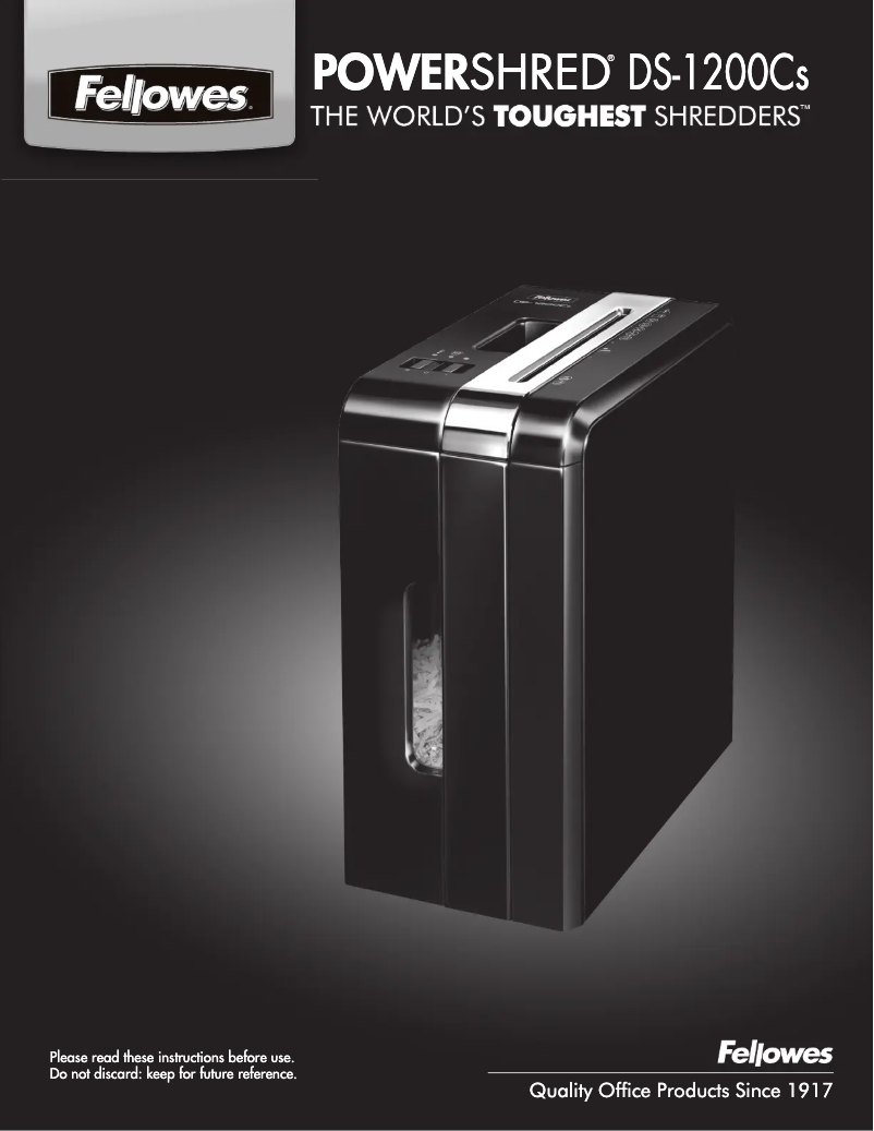 Page n°1 - Manuel utilisateur Fellowes Powershred DS-1200C