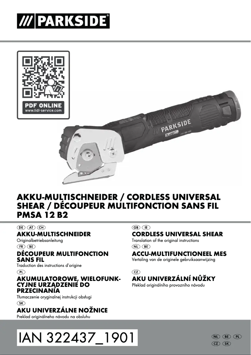 Page 1 de la notice Manuel utilisateur Parkside PMSA 12 B2