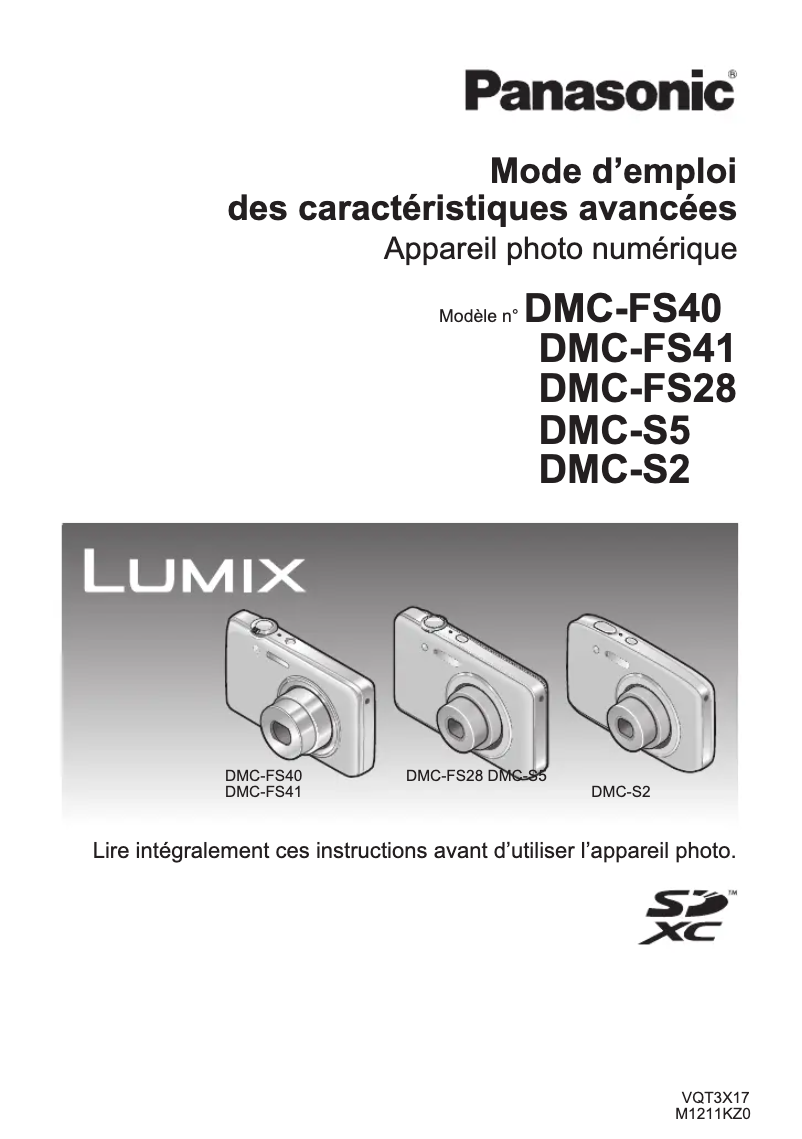 Page 1 de la notice Manuel utilisateur Panasonic Lumix DMC-FS28