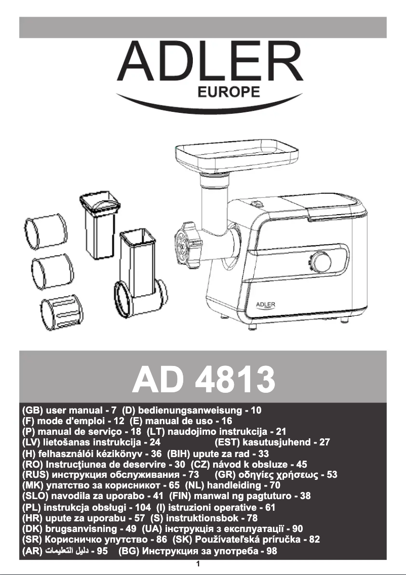 Página 1 del manual Manual de usuario Adler AD 4813