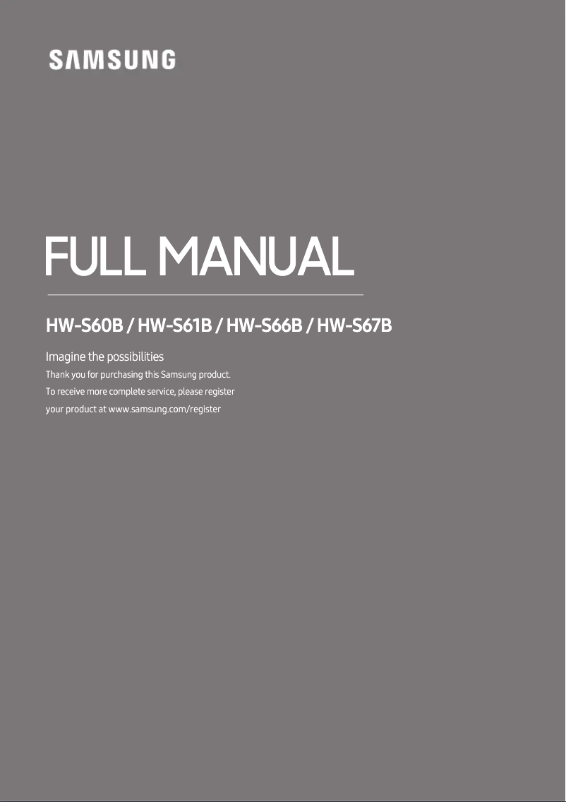 Page 1 de la notice Manuel utilisateur Samsung HW-S60B