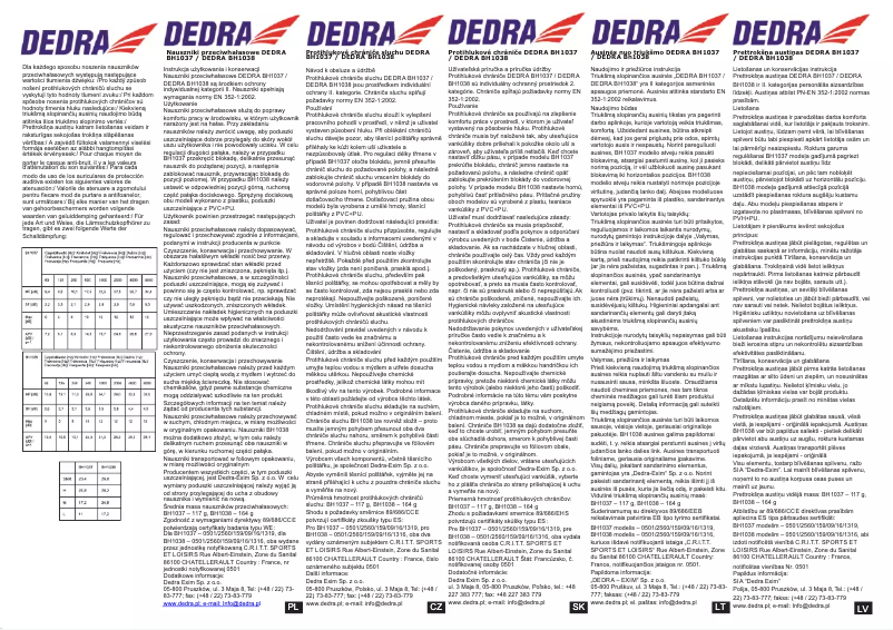 Page n°1 - Manuel utilisateur DEDRA BH1037