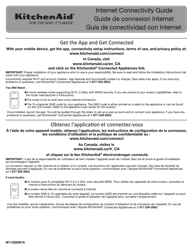 Page 1 de la notice Guide de démarrage rapide KitchenAid KCES556HBL