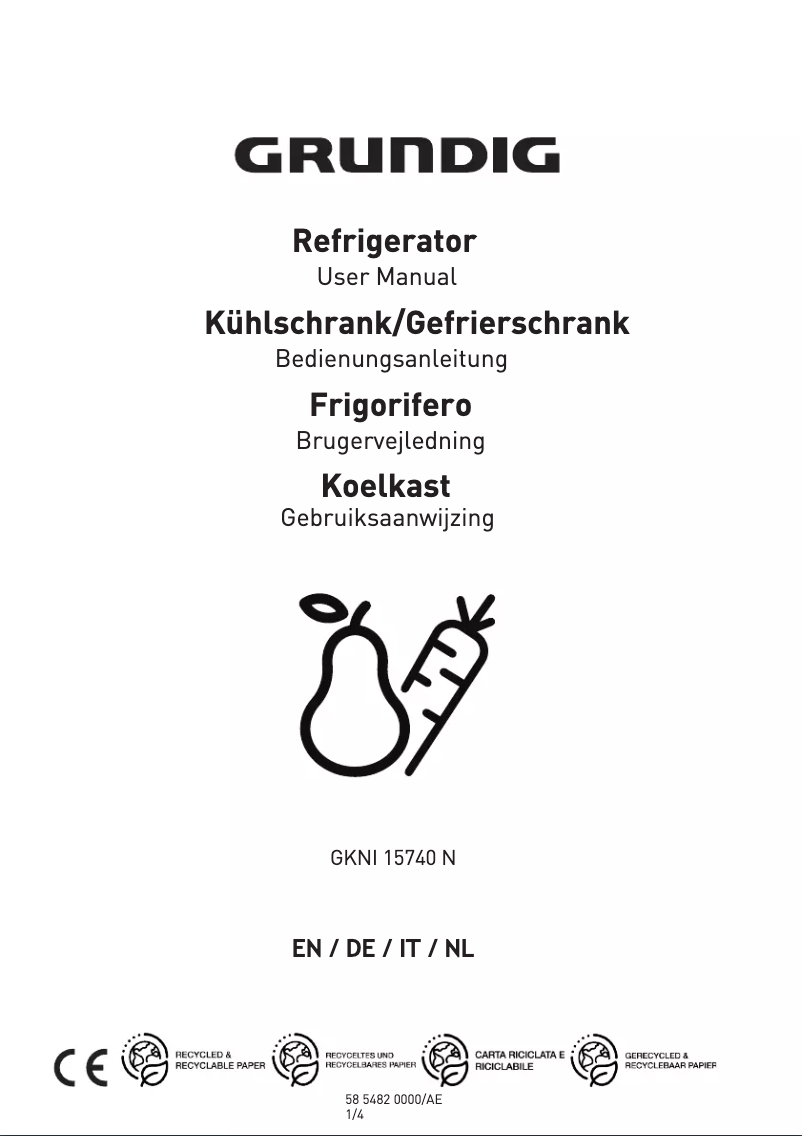 Page 1 de la notice Manuel utilisateur Grundig GKNI15740N