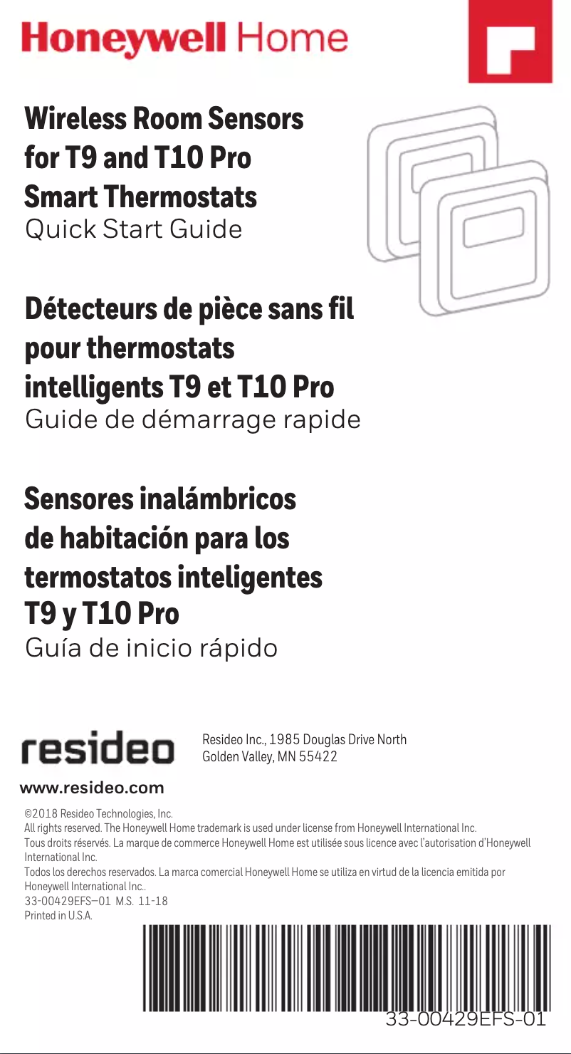 Page 1 de la notice Manuel utilisateur Honeywell Home T9