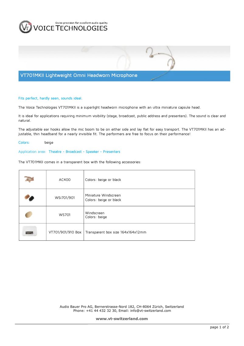 Image de la première page du manuel de l'appareil VT701MKII