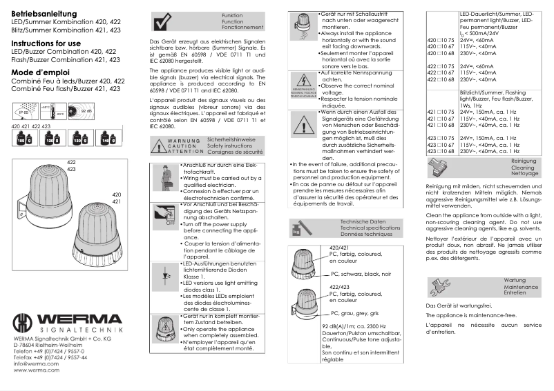 Image de la première page du manuel de l'appareil 423.110.68