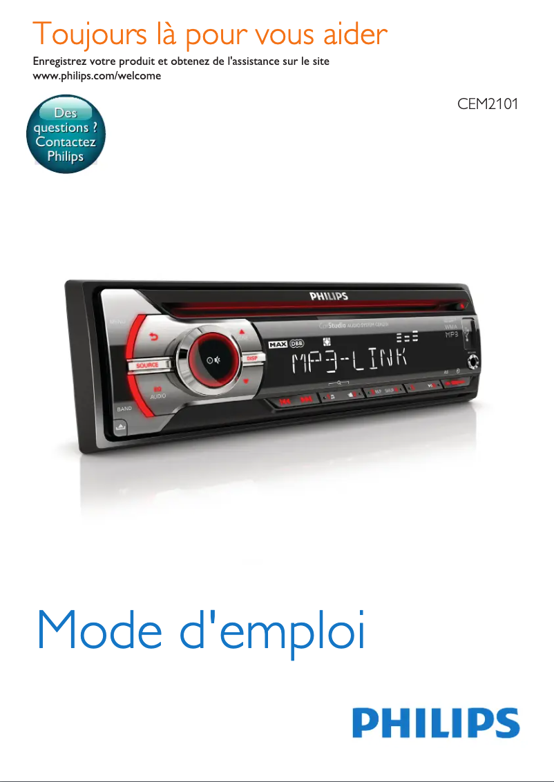 Page 1 de la notice Manuel utilisateur Philips CarStudio CEM2101