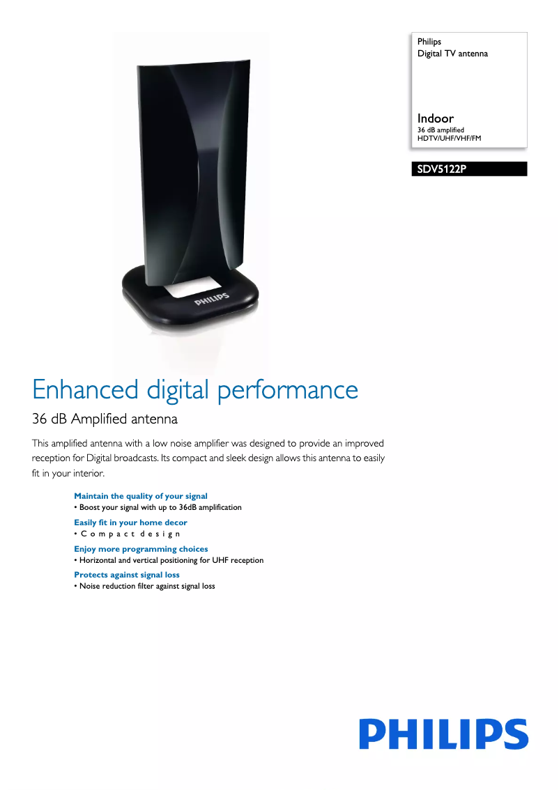 Page 1 de la notice Brochure Philips SDV5122P