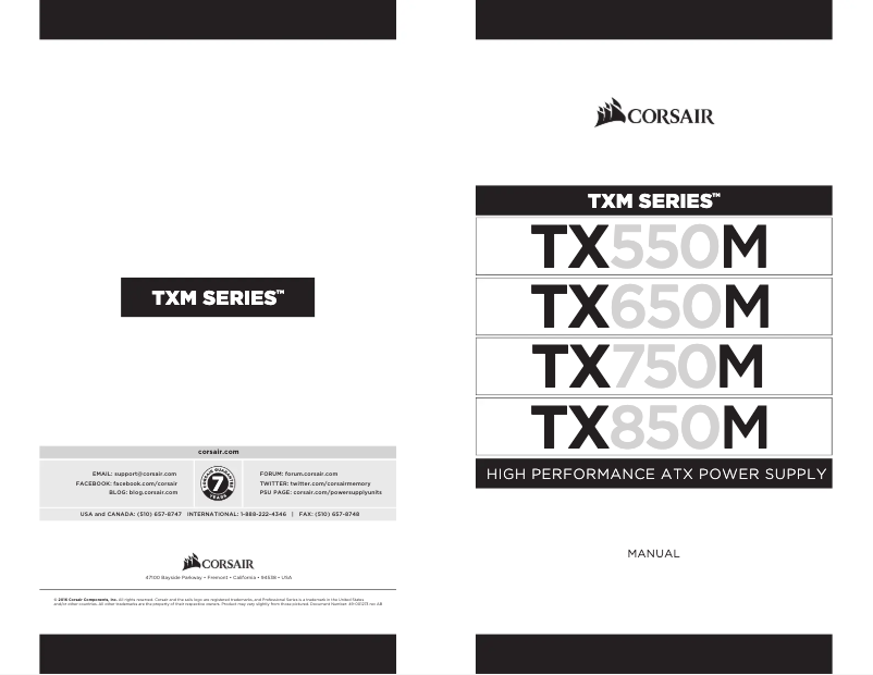 Page 1 de la notice Manuel utilisateur Corsair TX650M