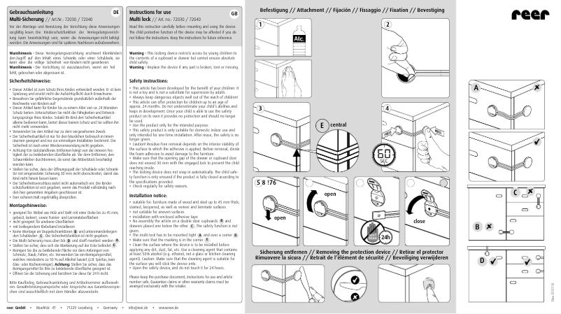 Page n°1 - Manuel utilisateur Reer 72040
