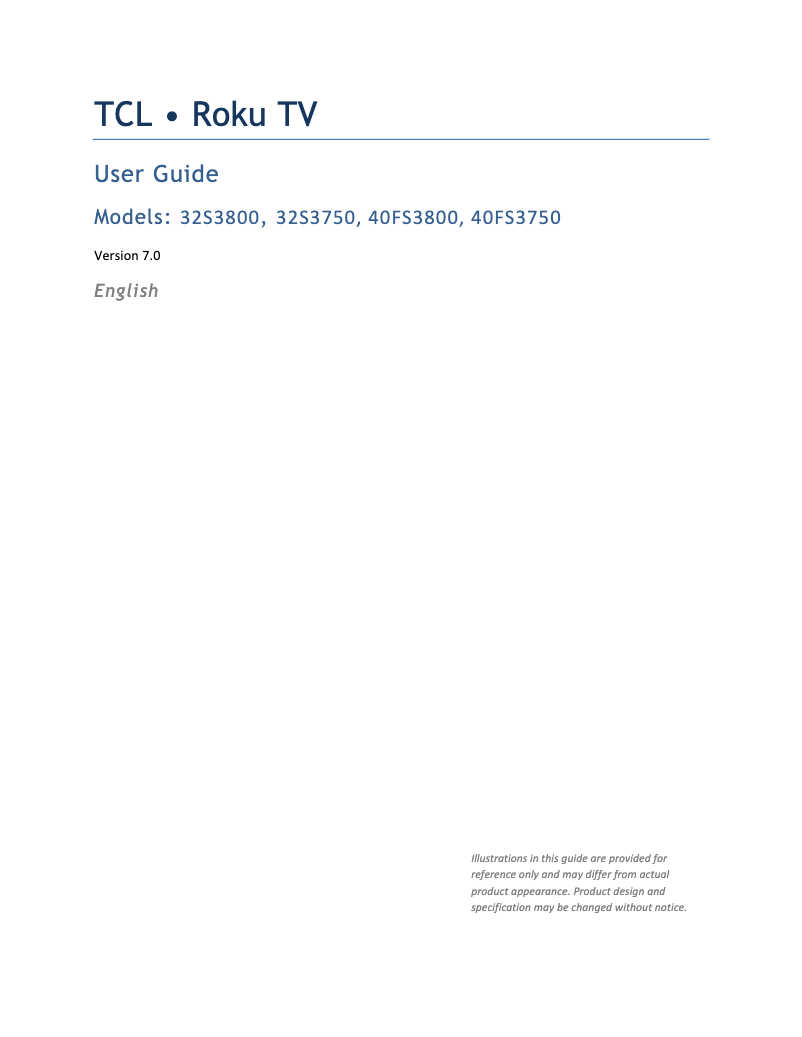 Page 1 de la notice Manuel utilisateur TCL Roku 40FS3750