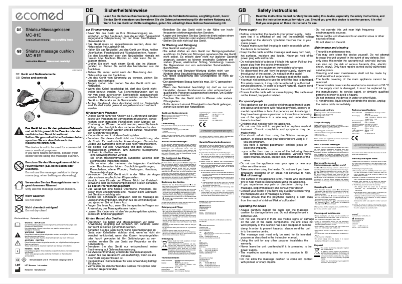 Page n°1 - Manuel utilisateur Ecomed MC-81E