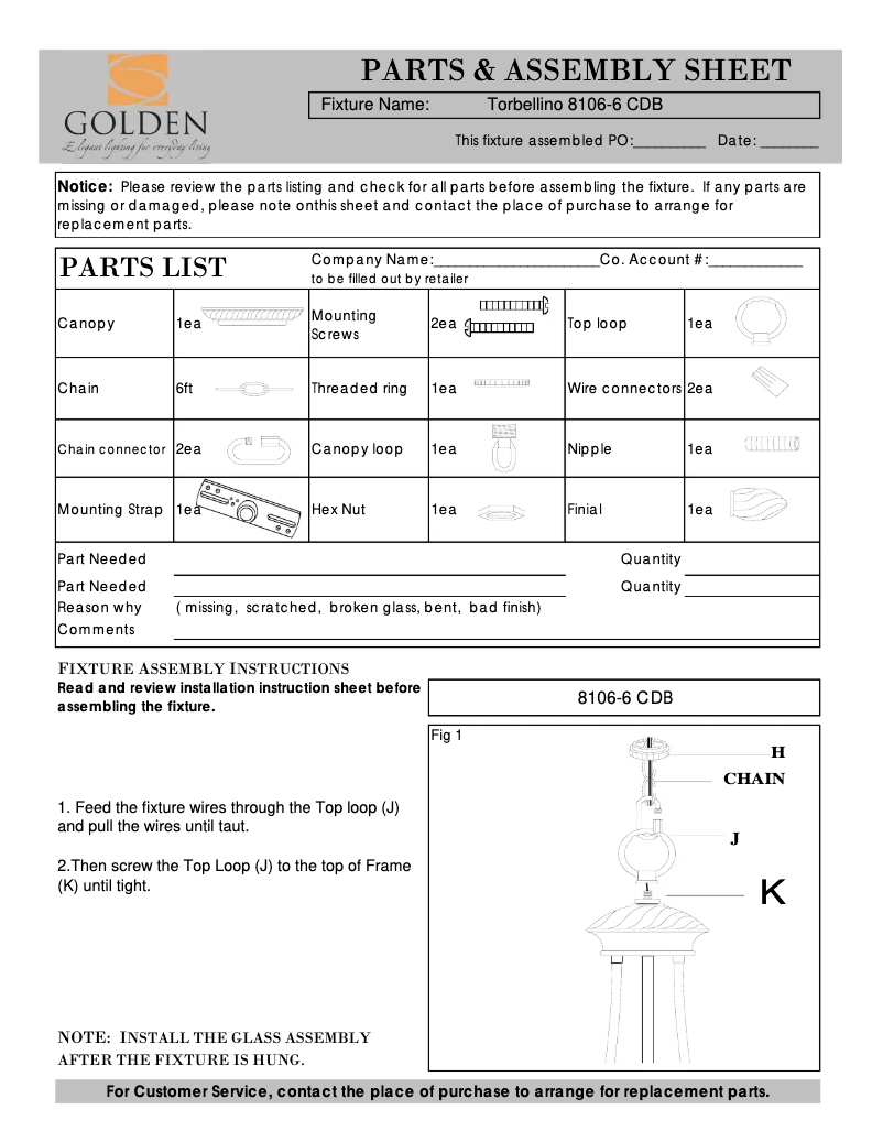 Page n°1 - Manuel utilisateur Golden Lighting Torbellino 8106-6 CDB