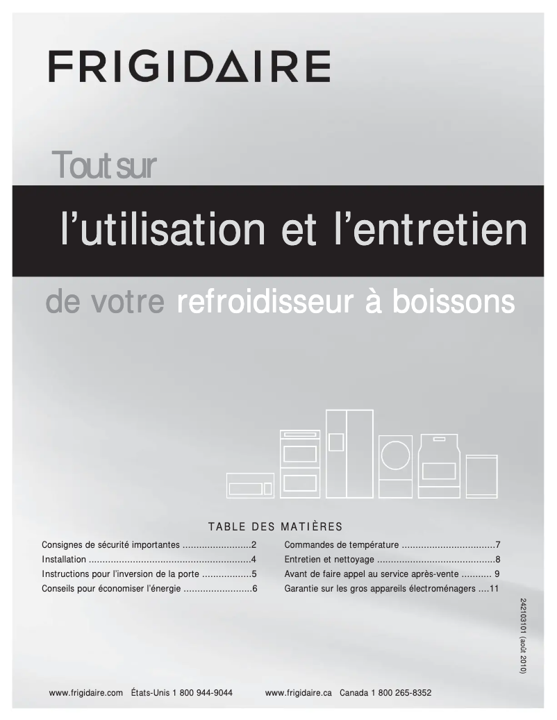 Page n°1 - Manuel utilisateur Frigidaire FFBC46L2QS