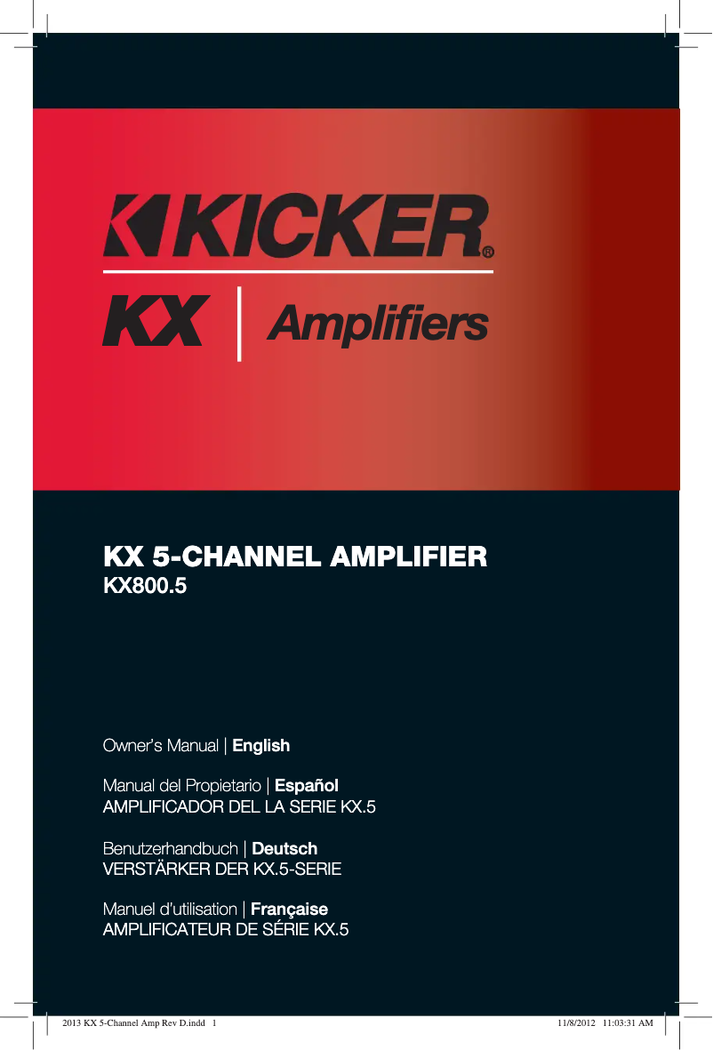 Page 1 de la notice Manuel utilisateur Kicker KX800.5
