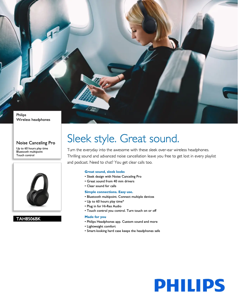 Página 1 del manual Ficha técnica Philips TAH8506