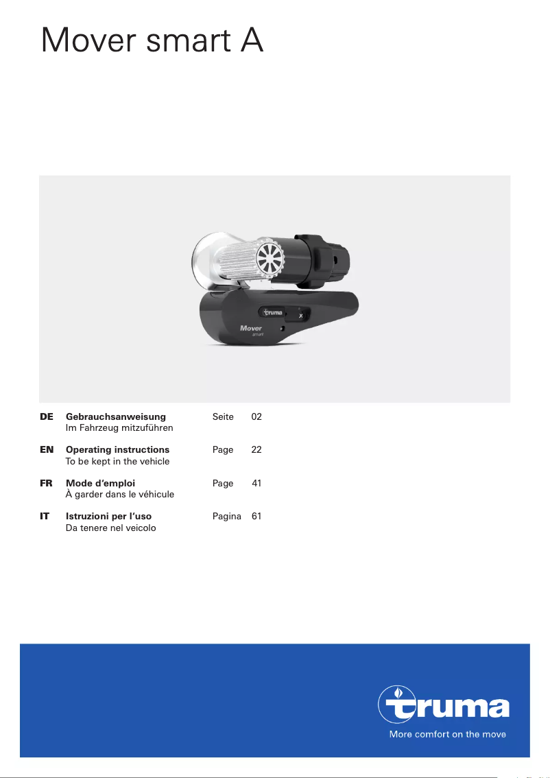 Page 1 de la notice Manuel utilisateur Truma Mover smart A