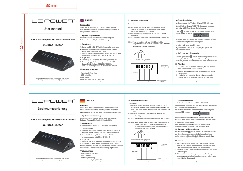 Image de la première page du manuel de l'appareil LC-HUB-ALU-2B-7