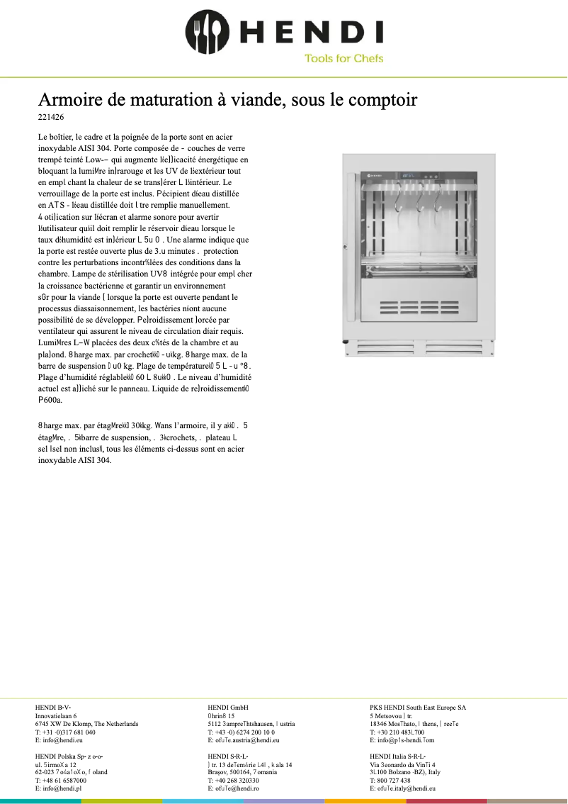 Página 1 del manual Ficha técnica Hendi 221426