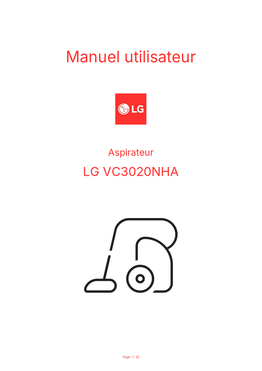 Page n°1 - Manuel utilisateur LG VC3020NHA