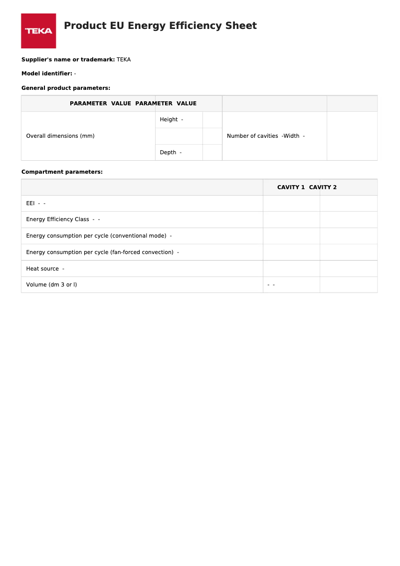 Page n°1 - Label énergétique Teka HLB 8600