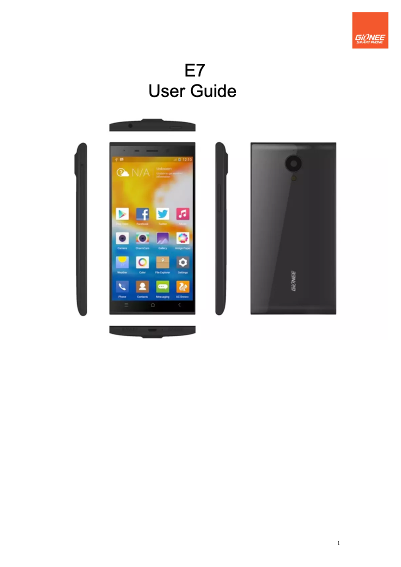 Page n°1 - Manuel utilisateur Gionee Elife E7