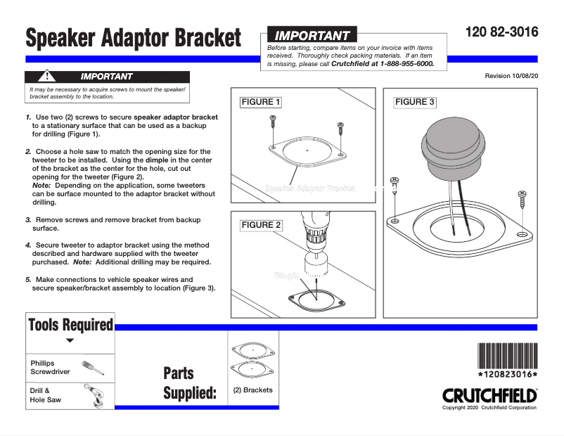 Page n°1 - Manuel utilisateur Metra 82-3016