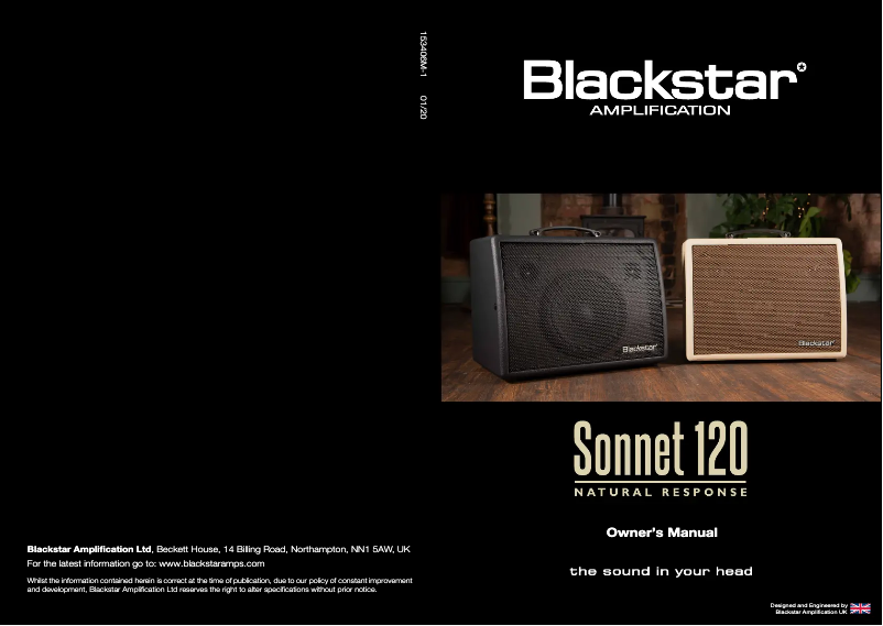 Page n°1 - Manuel utilisateur Blackstar Sonnet 120