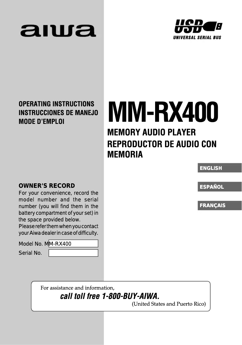 First page image of the manual for MM-RX400
