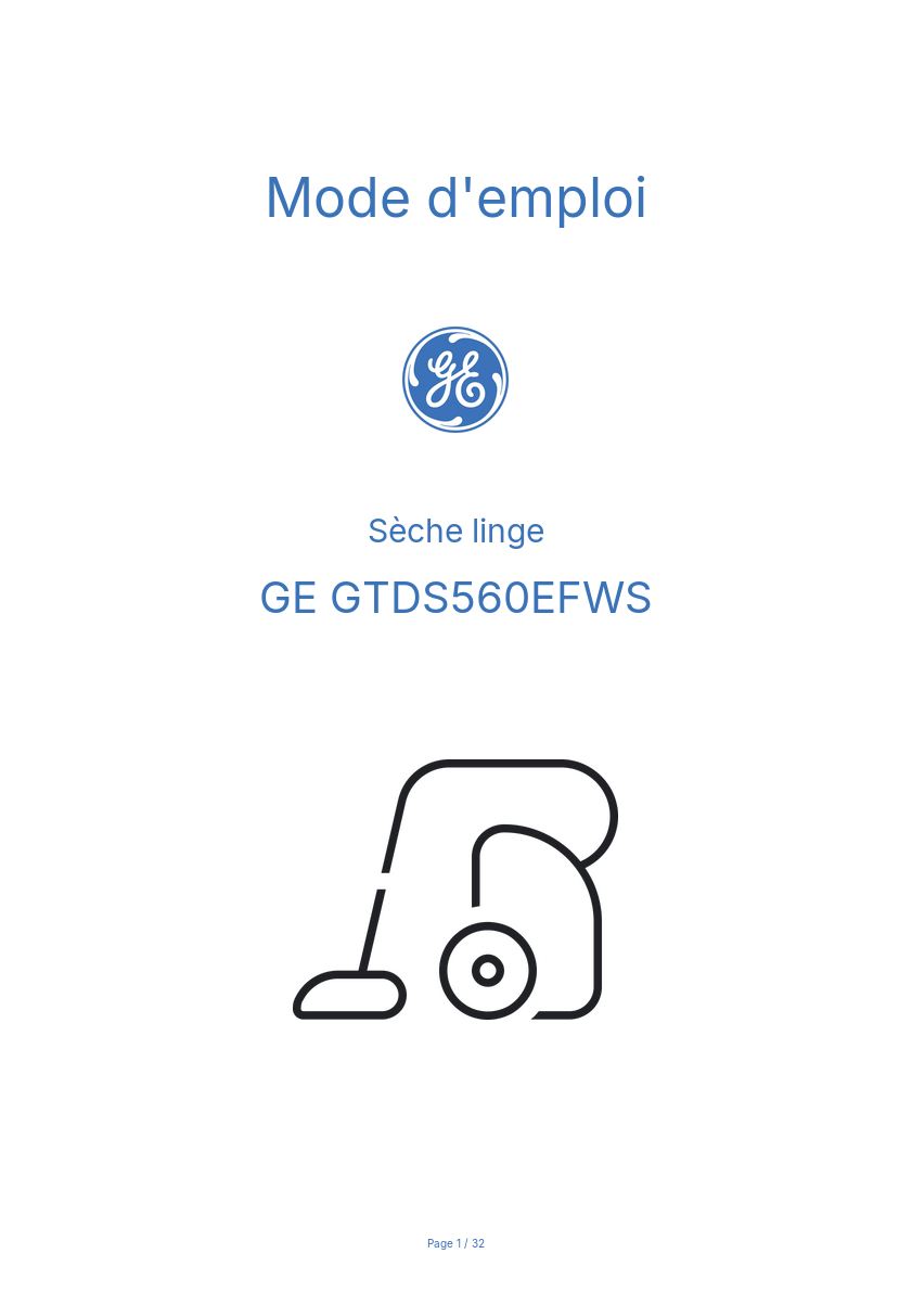 Image de la première page du manuel de l'appareil GTDS560EFWS