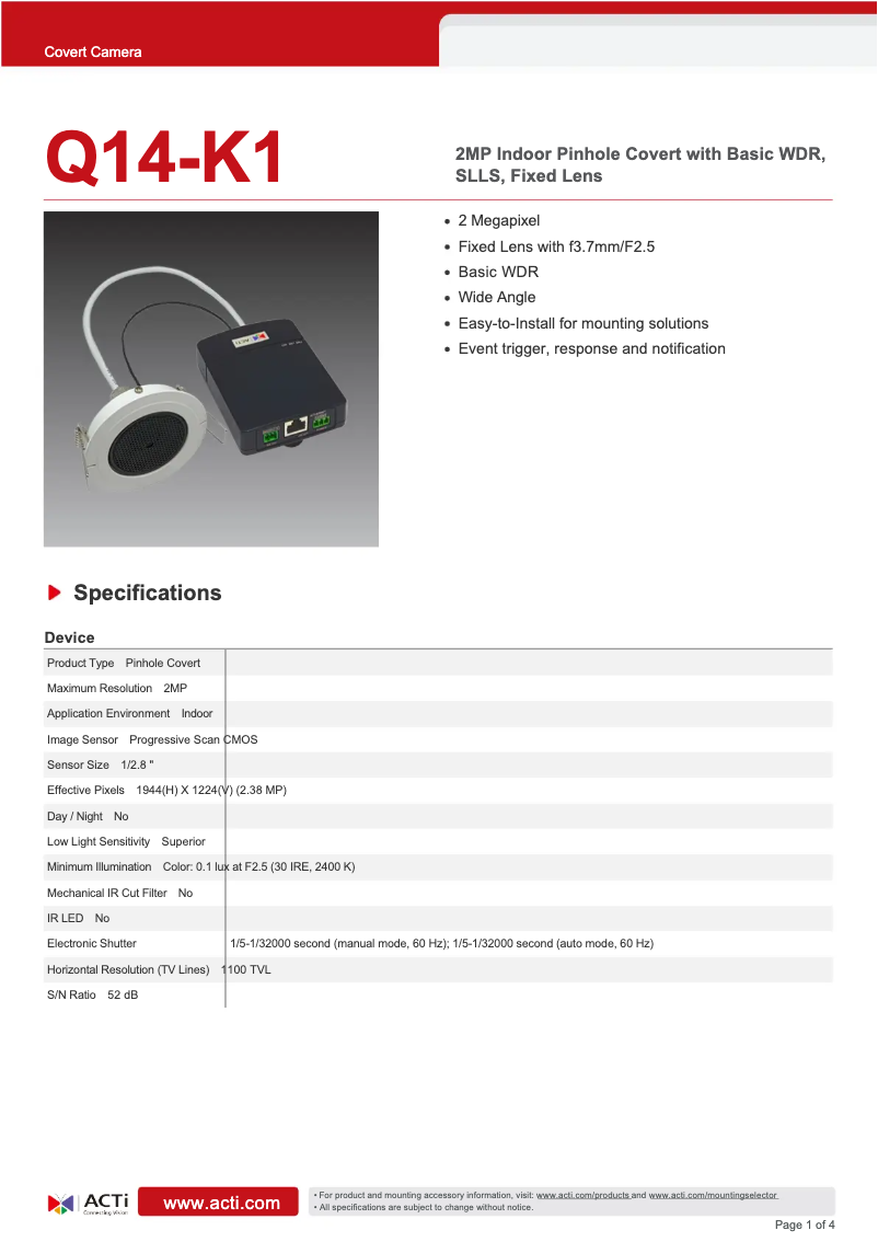 Image de la première page du manuel de l'appareil Q14-K1