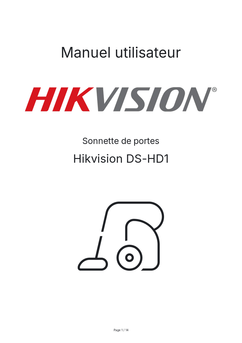 Page n°1 - Manuel utilisateur Hikvision DS-HD1