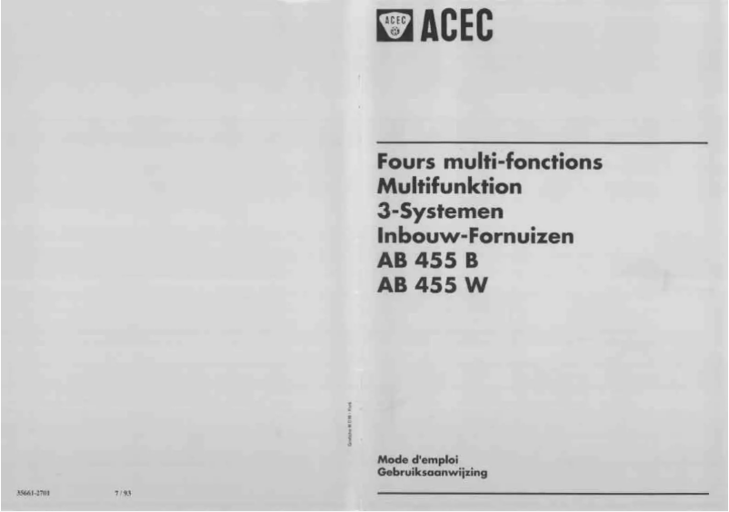 Page n°1 - Manuel utilisateur Acec AB 455 B