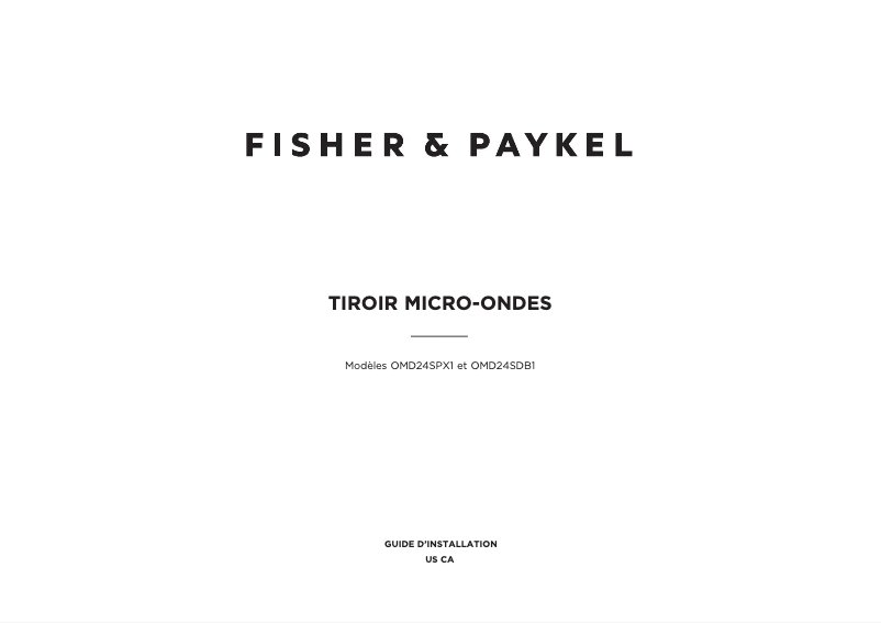Page 1 de la notice Guide d'installation Fisher & Paykel OMD24SDB1