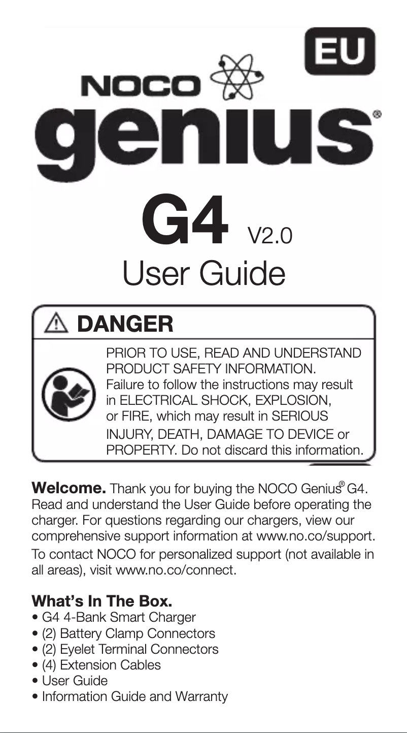 Page 1 de la notice Manuel utilisateur NOCO Genius G4