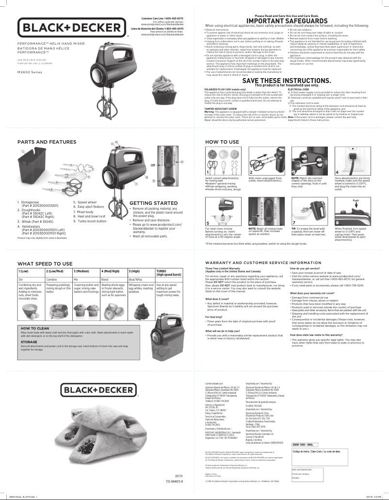 Page 1 de la notice Manuel utilisateur Black & Decker Helix Performance Premium MX600