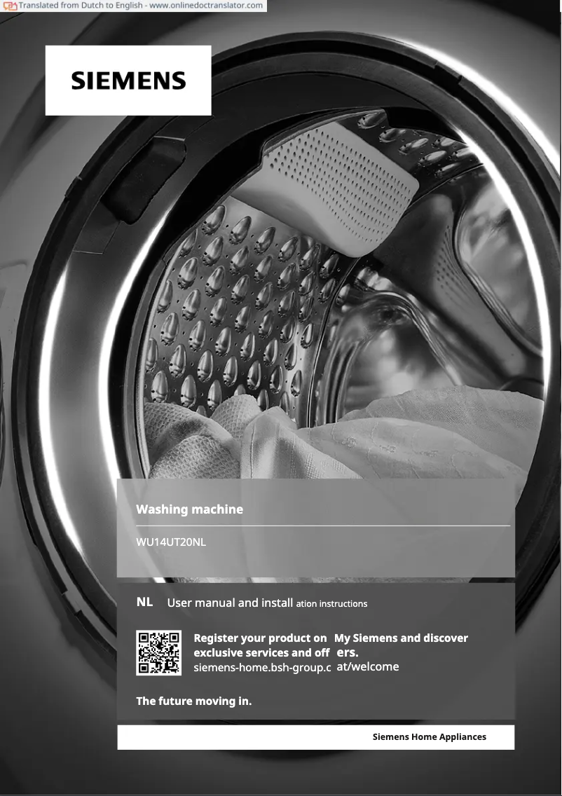 Page 1 de la notice Manuel utilisateur Siemens WU14UT20NL