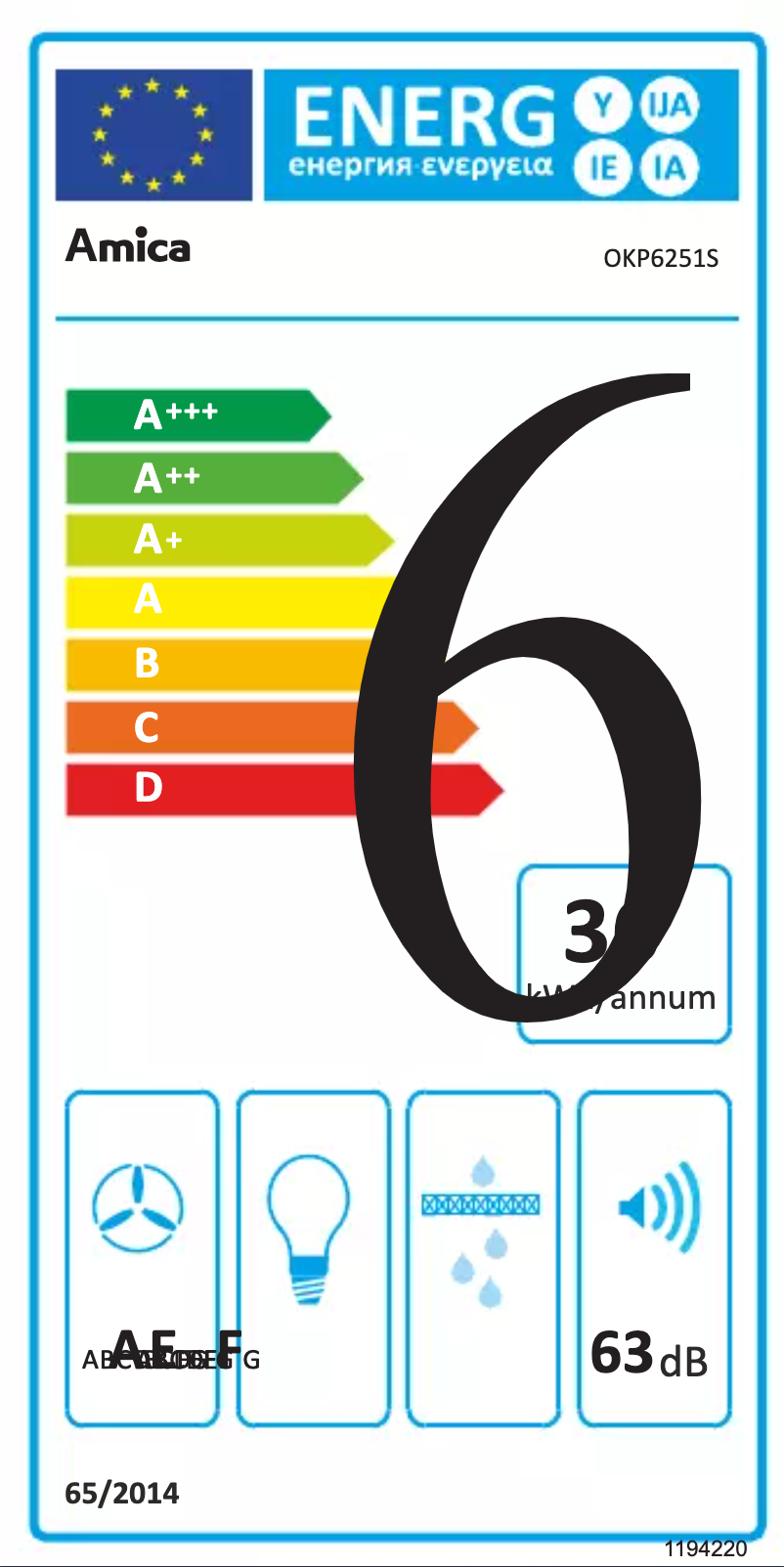 Page n°1 - Label énergétique Amica OKP6251S