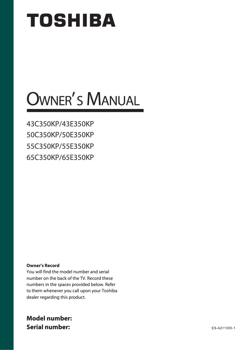 Page n°1 - Manuel utilisateur Toshiba 50C350KP