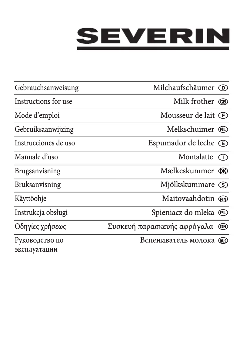 Page n°1 - Manuel utilisateur Severin SM 9686