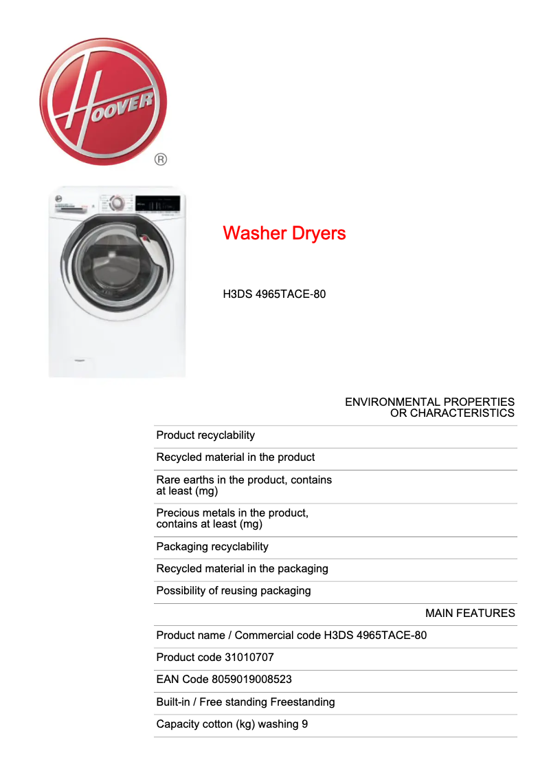 Image de la première page du manuel de l'appareil H-WASH 300 LITE H3DS 4965TACE-80