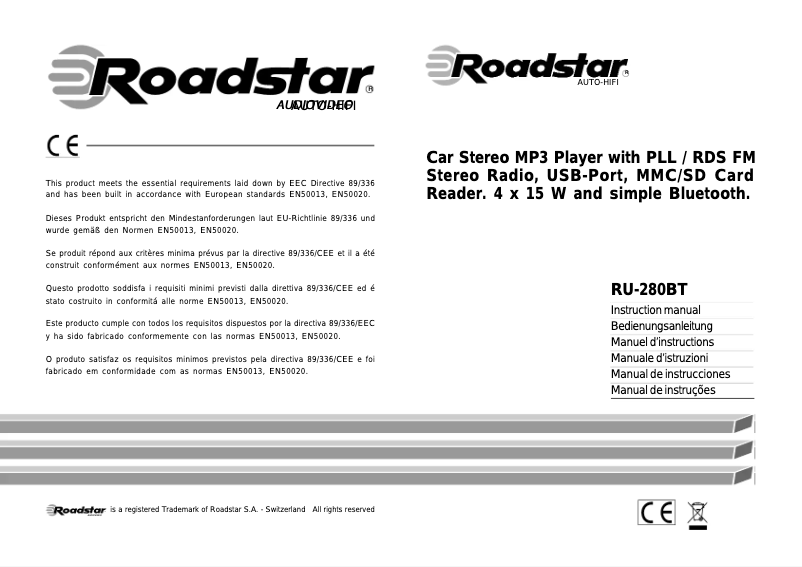 Page 1 de la notice Manuel utilisateur Roadstar RU-280BT