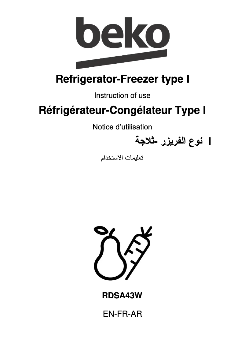 Page 1 de la notice Manuel utilisateur Beko RDSA43W