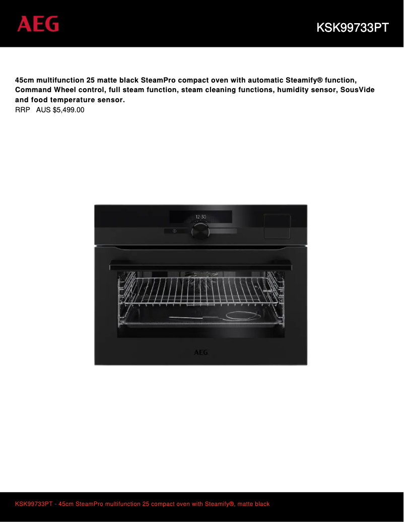 Page 1 de la notice Fiche technique AEG KSK99733PT