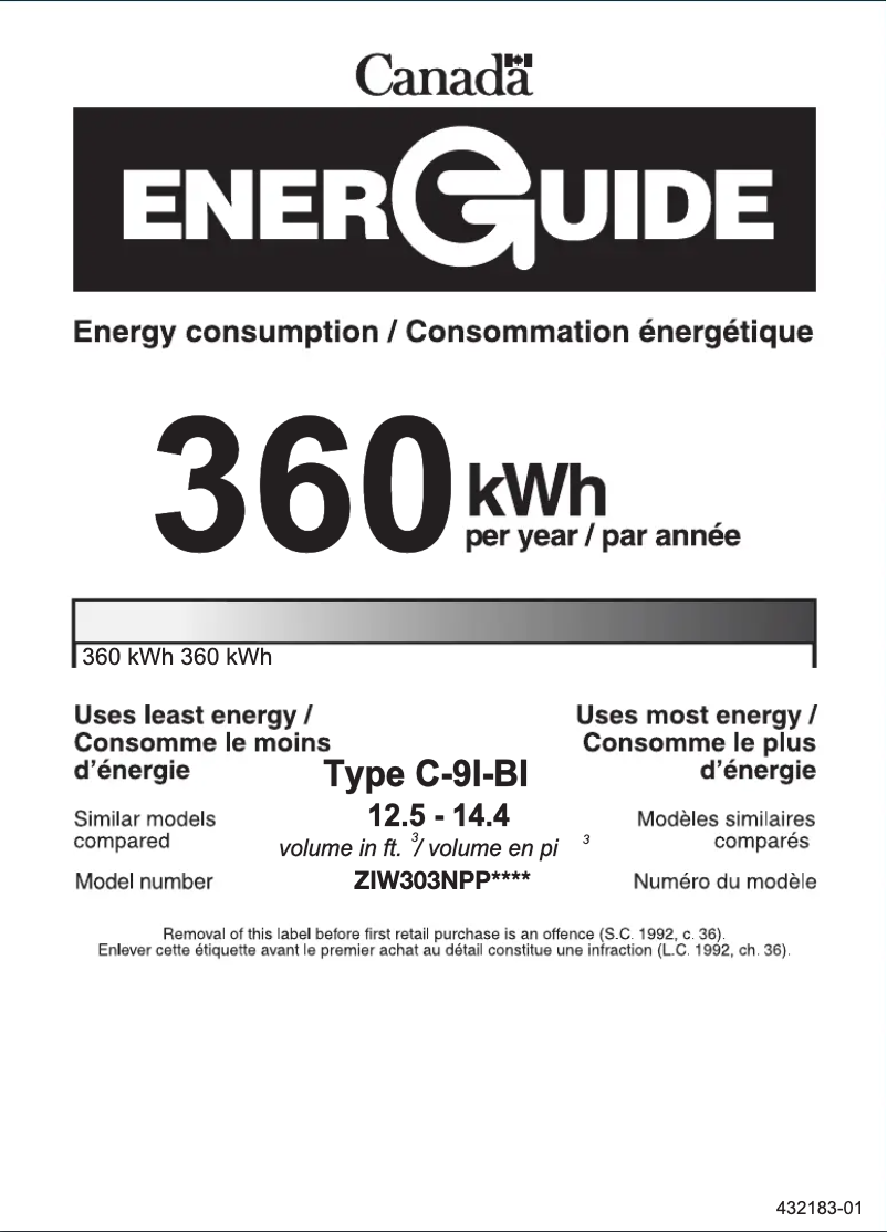 Page n°1 - Label énergétique Monogram ZIW303NPPII