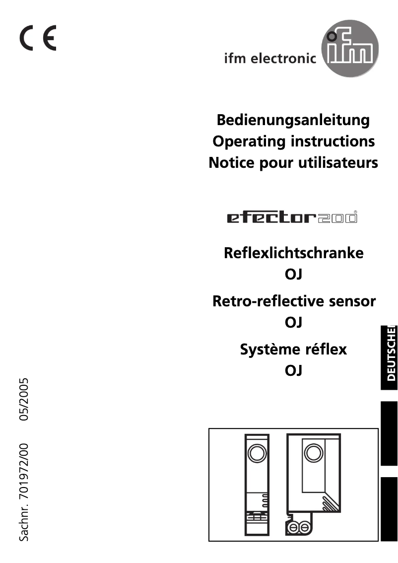 Page 1 de la notice Manuel utilisateur IFM OJ5190