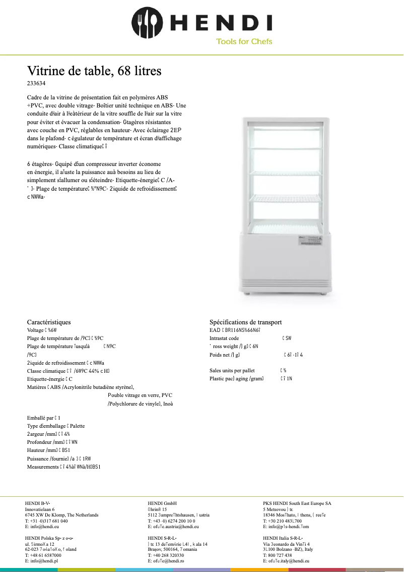 Page 1 de la notice Fiche technique Arktic 233238