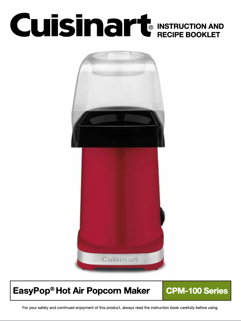 Page n°1 - Manuel utilisateur Cuisinart EasyPop Hot Air CPM-100